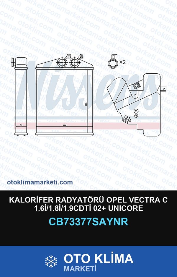 Kalorifer Radyatörü Opel Vectra C 1.6İ/1.8İ/1.9CDTİ 02+ Unicore — KALORİFER PETEĞİ — UNICORE marka — Uyumlu: OPEL
