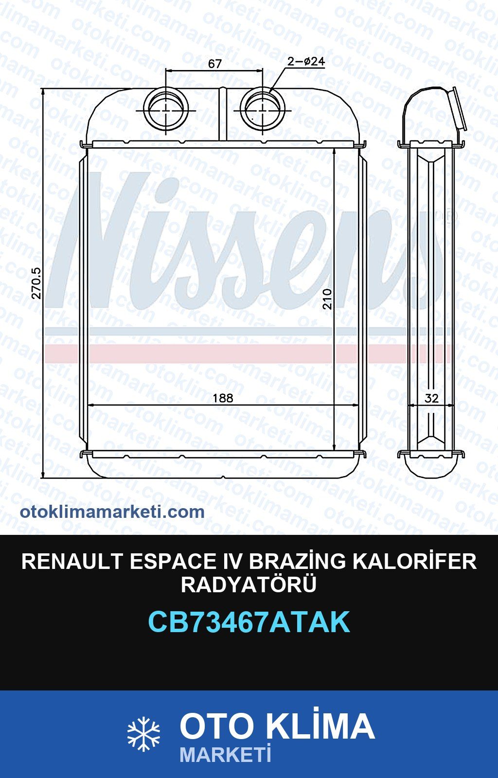 Renault Espace IV (4) Brazing Kalorifer Radyatörü — KALORİFER PETEĞİ — VEKA marka — Uyumlu: RENAULT