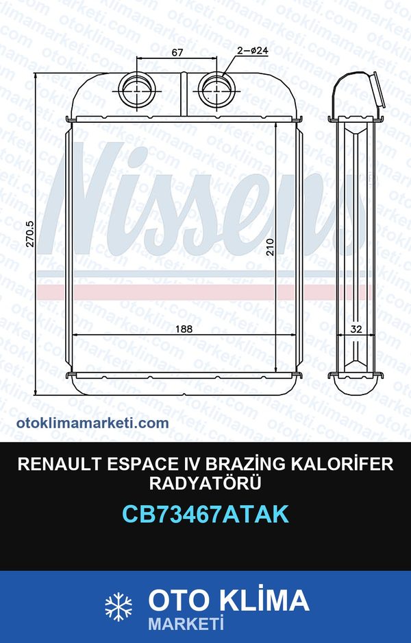 Renault Espace IV (4) Brazing Kalorifer Radyatörü — KALORİFER PETEĞİ — VEKA marka — Uyumlu: RENAULT
