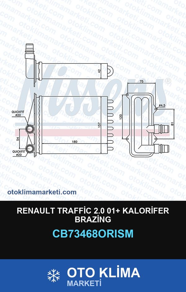 Renault Traffic 2.0 01+ Kalorifer Brazing — KALORİFER PETEĞİ — ORİS marka — Uyumlu: RENAULT