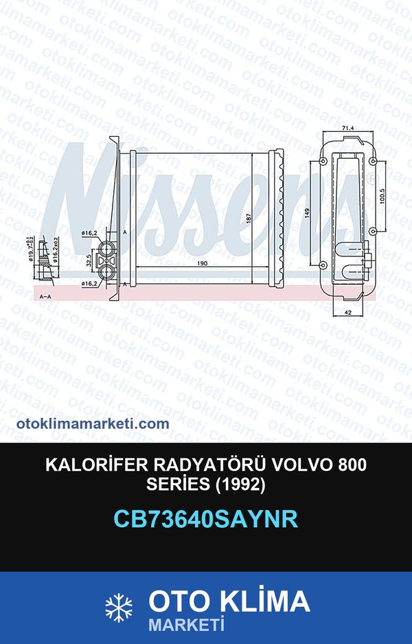 Kalorifer Radyatörü Volvo 800 Series (1992) — KALORİFER PETEĞİ — COOLTECH marka — Uyumlu: VOLVO