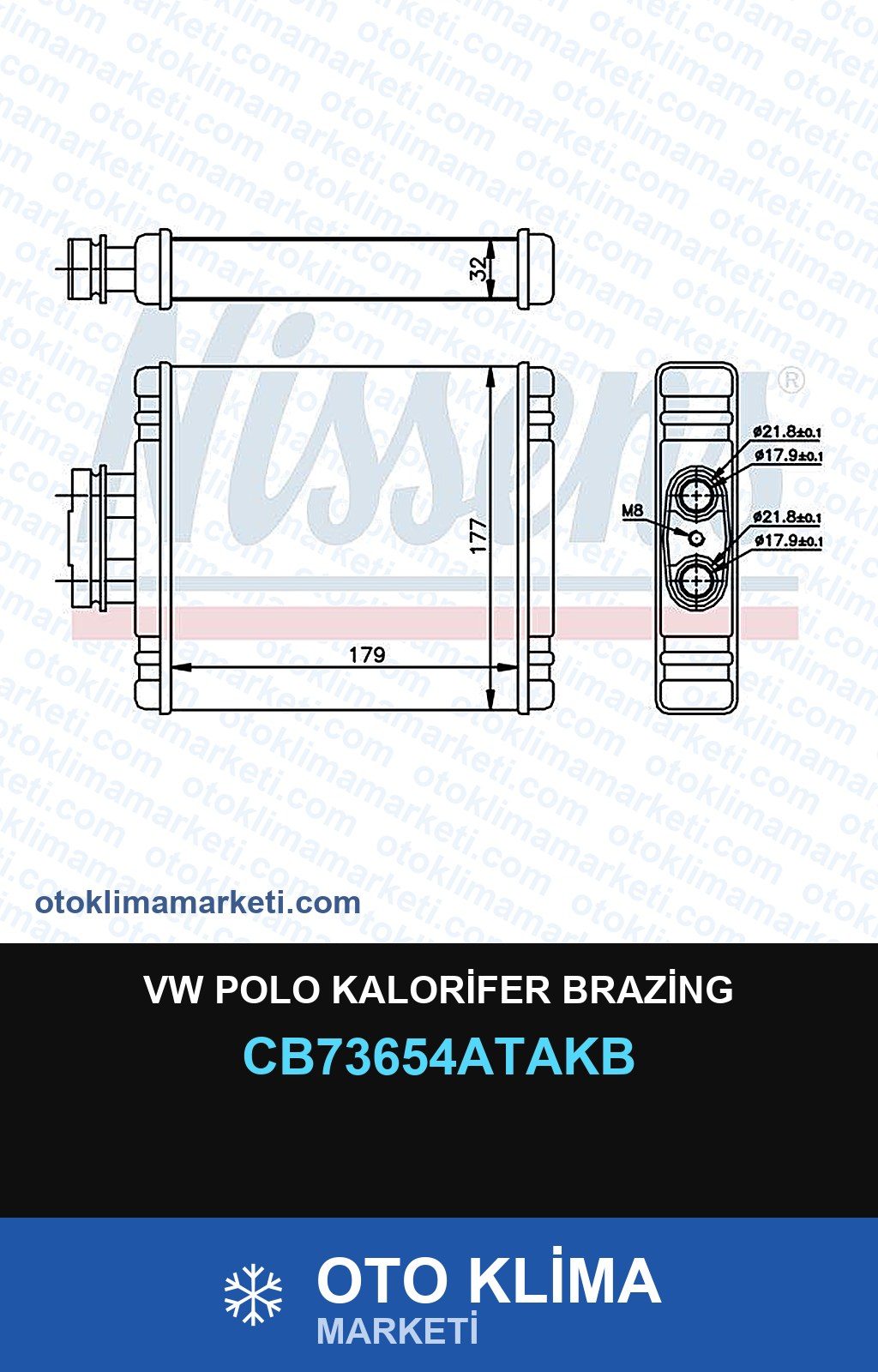 VW Polo Kalorifer Brazing — KALORİFER PETEĞİ — VEKA marka — Uyumlu: VOLKSWAGEN