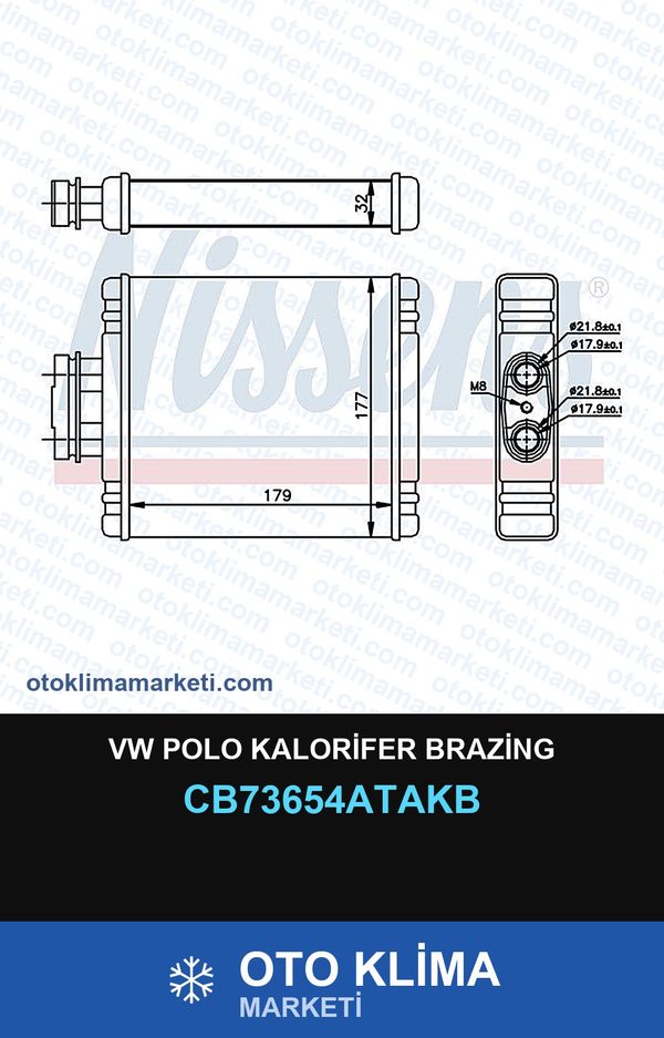 VW Polo Kalorifer Brazing — KALORİFER PETEĞİ — VEKA marka — Uyumlu: VOLKSWAGEN