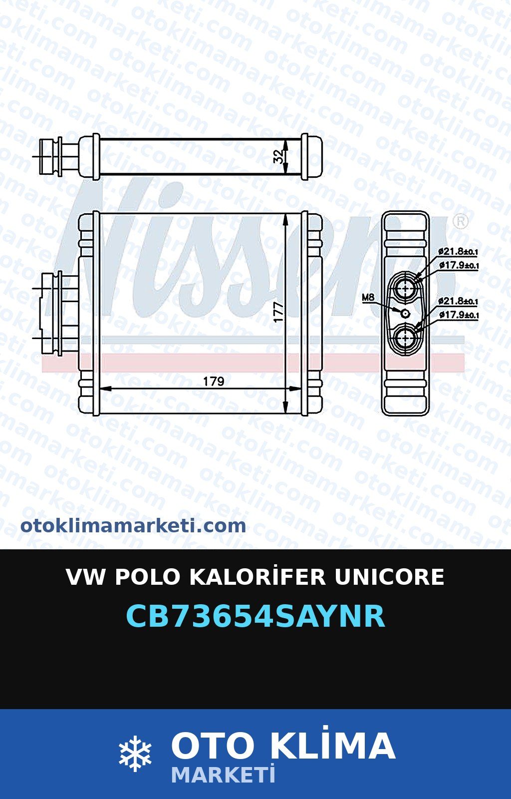 VW Polo Kalorifer Unicore — KALORİFER PETEĞİ — UNICORE marka — Uyumlu: VOLKSWAGEN