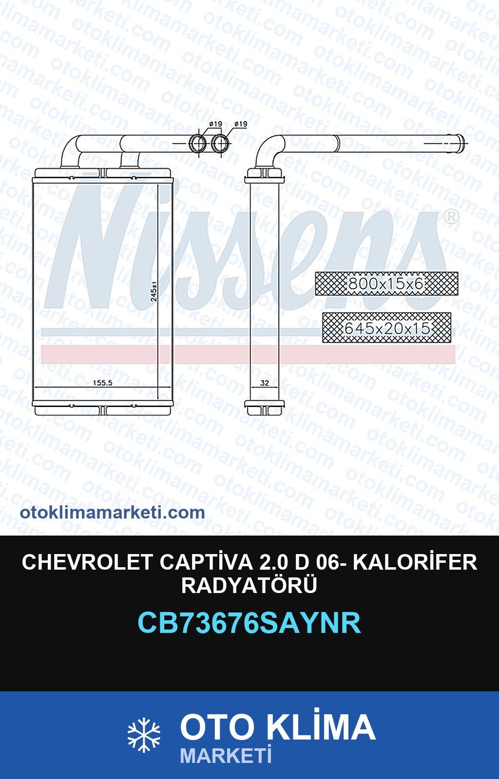 Chevrolet Captiva 2.0 D 06- Kalorifer Radyatörü — KALORİFER PETEĞİ — UNICORE marka — Uyumlu: CHEVROLET