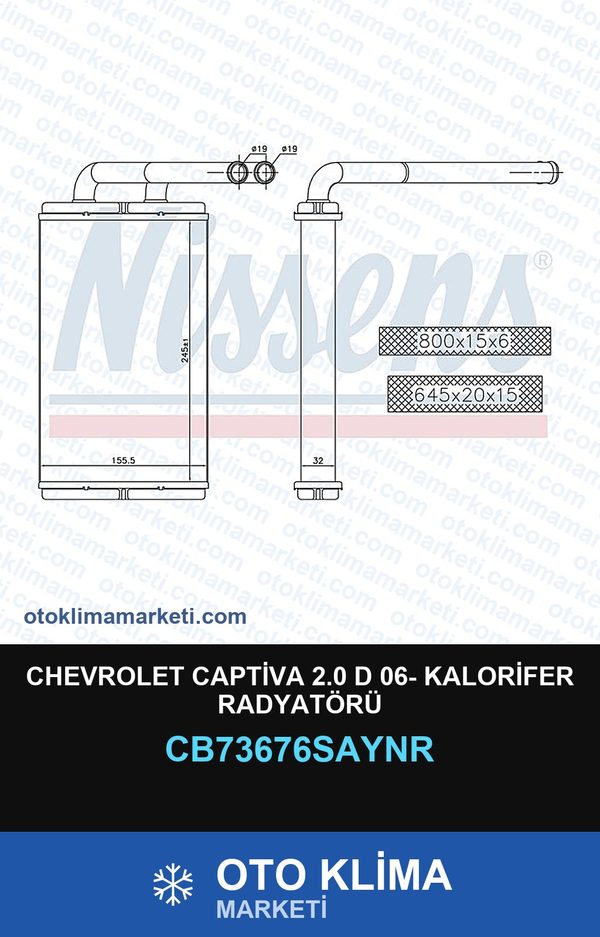 Chevrolet Captiva 2.0 D 06- Kalorifer Radyatörü — KALORİFER PETEĞİ — UNICORE marka — Uyumlu: CHEVROLET