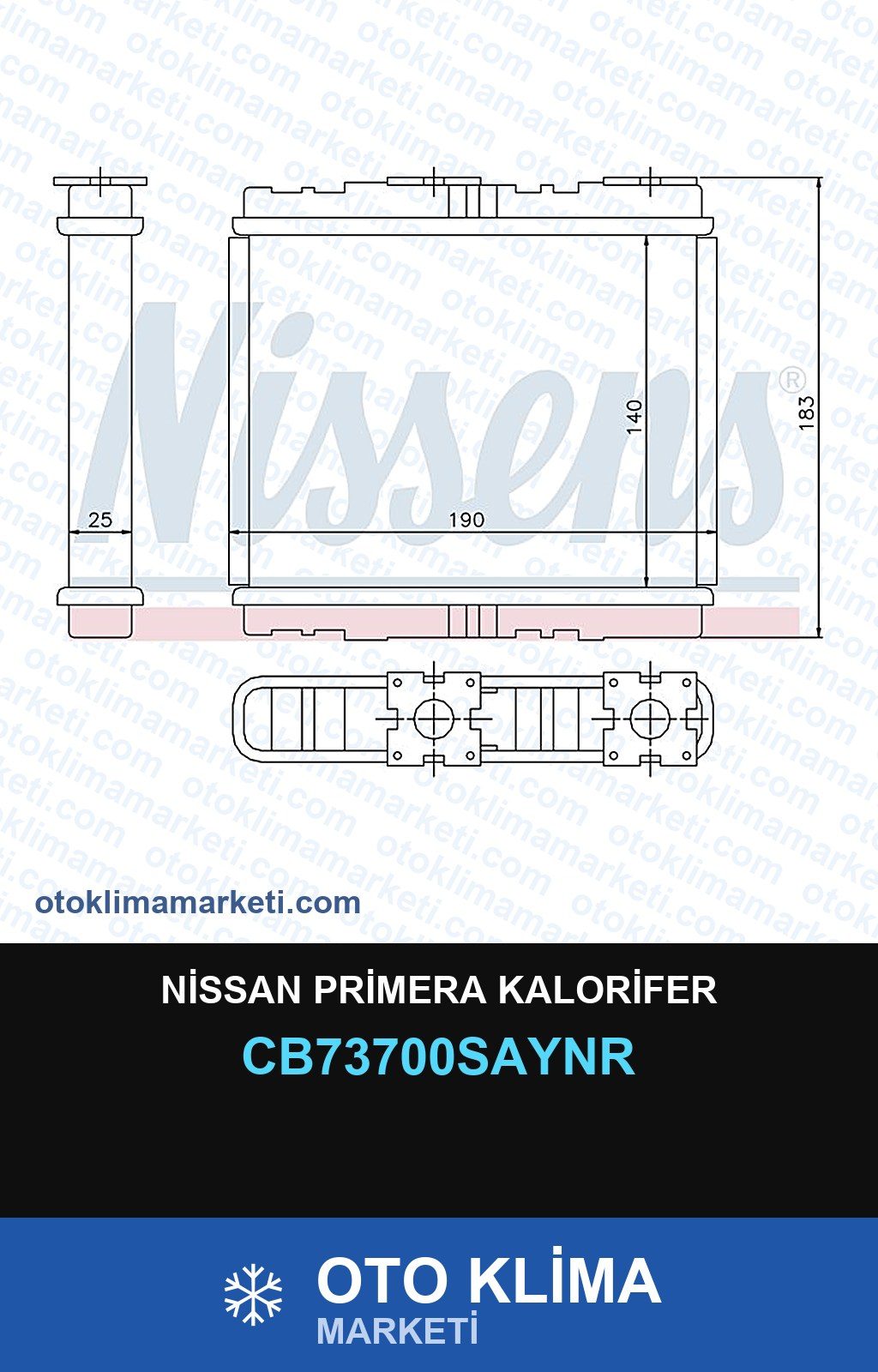Nissan Primera Kalorifer — KALORİFER PETEĞİ — UNICORE marka — Uyumlu: NISSAN