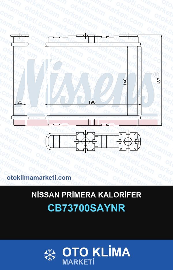 Nissan Primera Kalorifer — KALORİFER PETEĞİ — UNICORE marka — Uyumlu: NISSAN