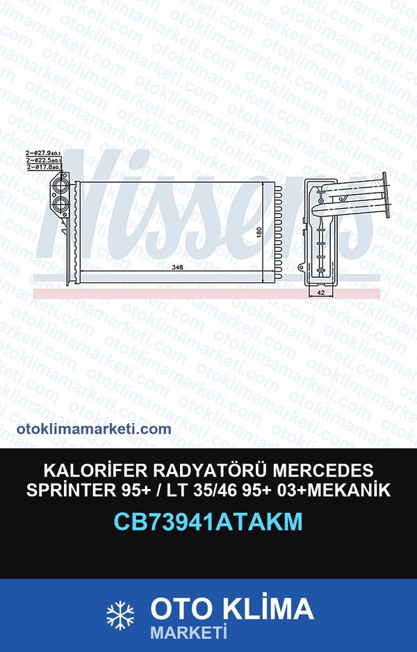 Kalorifer Radyatörü Mercedes Sprinter 95+ / LT 35/46 95+ 03+Mekanik — KALORİFER PETEĞİ — VEKA marka — Uyumlu: MERCEDES BENZ