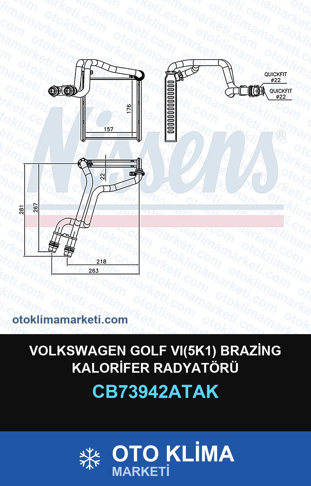 Volkswagen Golf VI (6)(5K1) Brazing Kalorifer Radyatörü — KALORİFER PETEĞİ — VEKA marka — Uyumlu: VOLKSWAGEN
