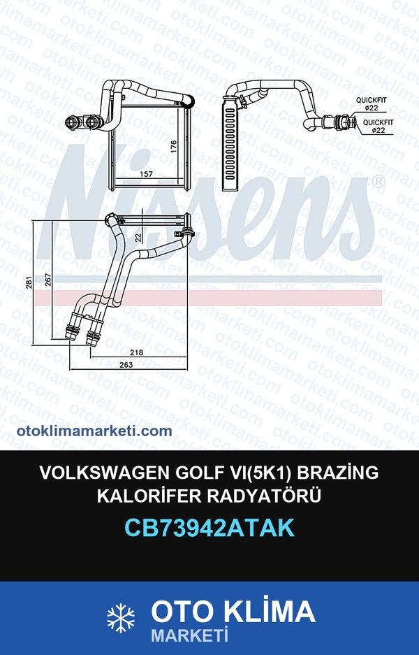 Volkswagen Golf VI (6)(5K1) Brazing Kalorifer Radyatörü — KALORİFER PETEĞİ — VEKA marka — Uyumlu: VOLKSWAGEN