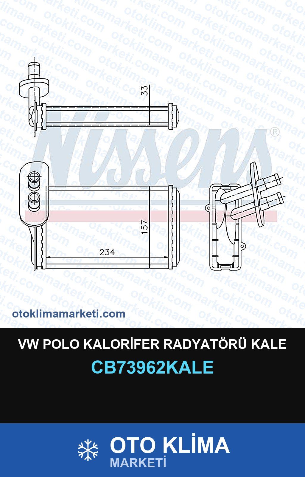 VW Polo Kalorifer Radyatörü Kale — KALORİFER PETEĞİ — KALE marka — Uyumlu: VOLKSWAGEN