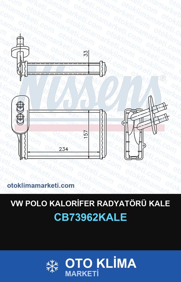 VW Polo Kalorifer Radyatörü Kale — KALORİFER PETEĞİ — KALE marka — Uyumlu: VOLKSWAGEN