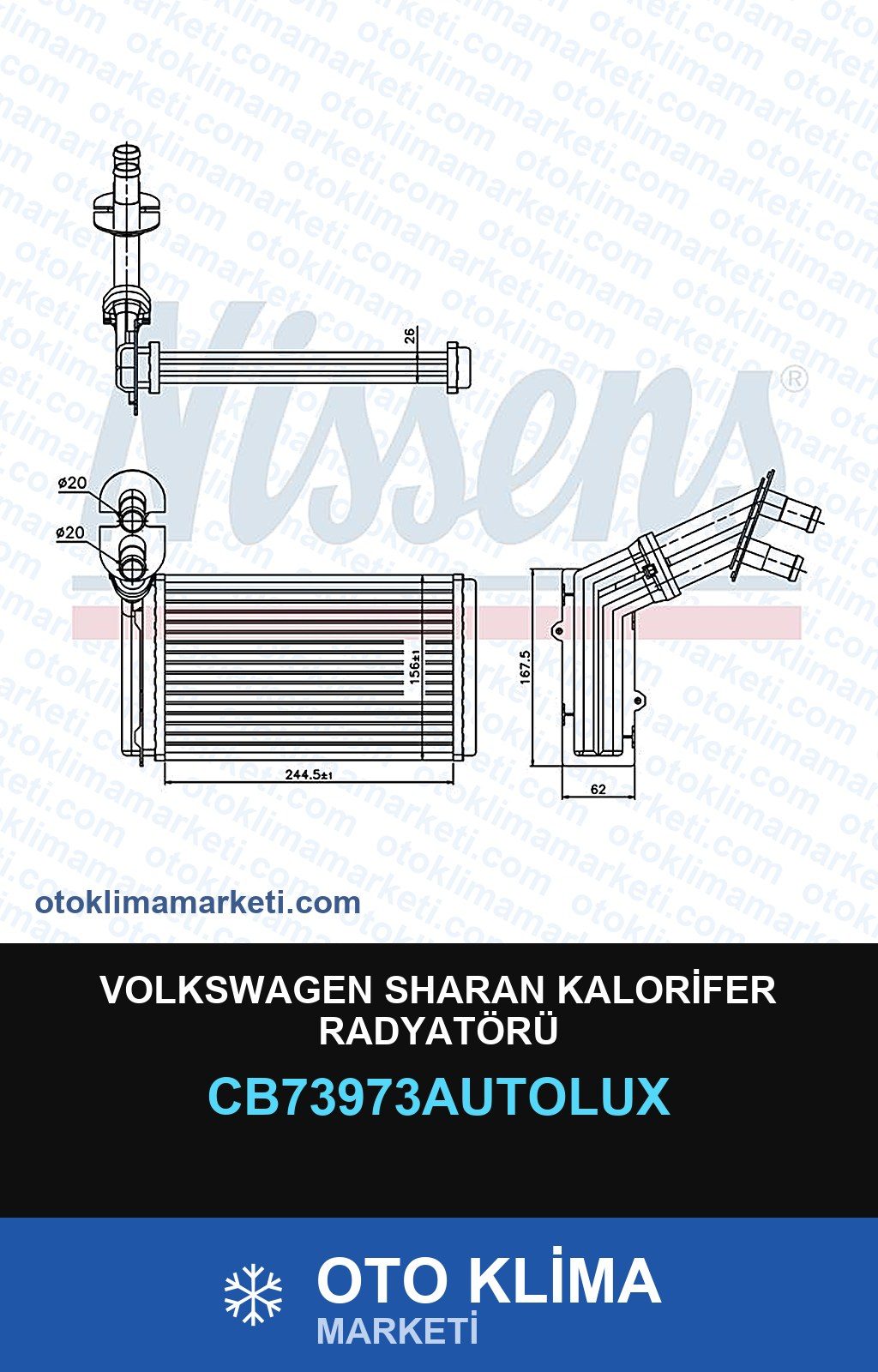 Volkswagen Sharan Kalorifer Radyatörü — KALORİFER PETEĞİ — AUTOLUX marka — Uyumlu: VOLKSWAGEN