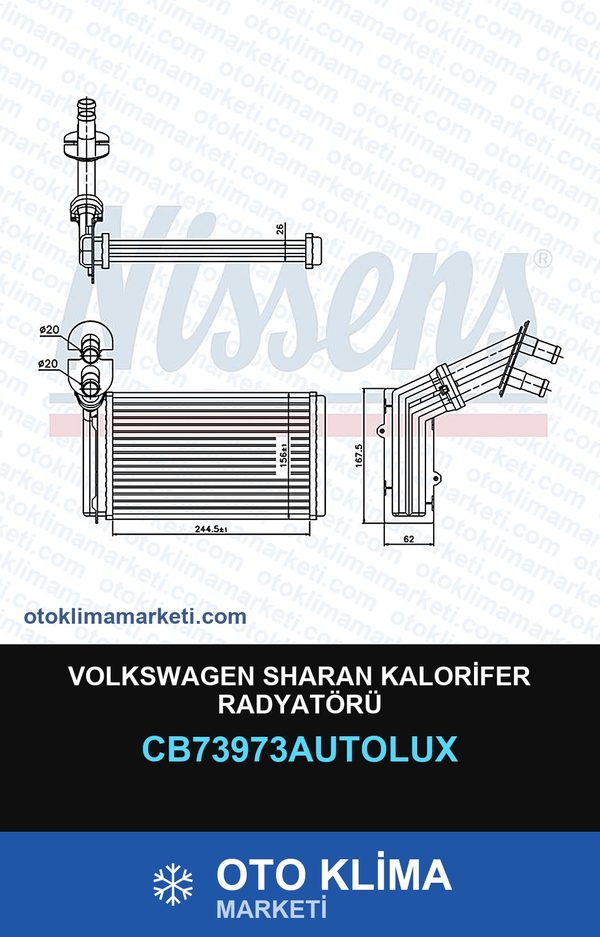 Volkswagen Sharan Kalorifer Radyatörü — KALORİFER PETEĞİ — AUTOLUX marka — Uyumlu: VOLKSWAGEN