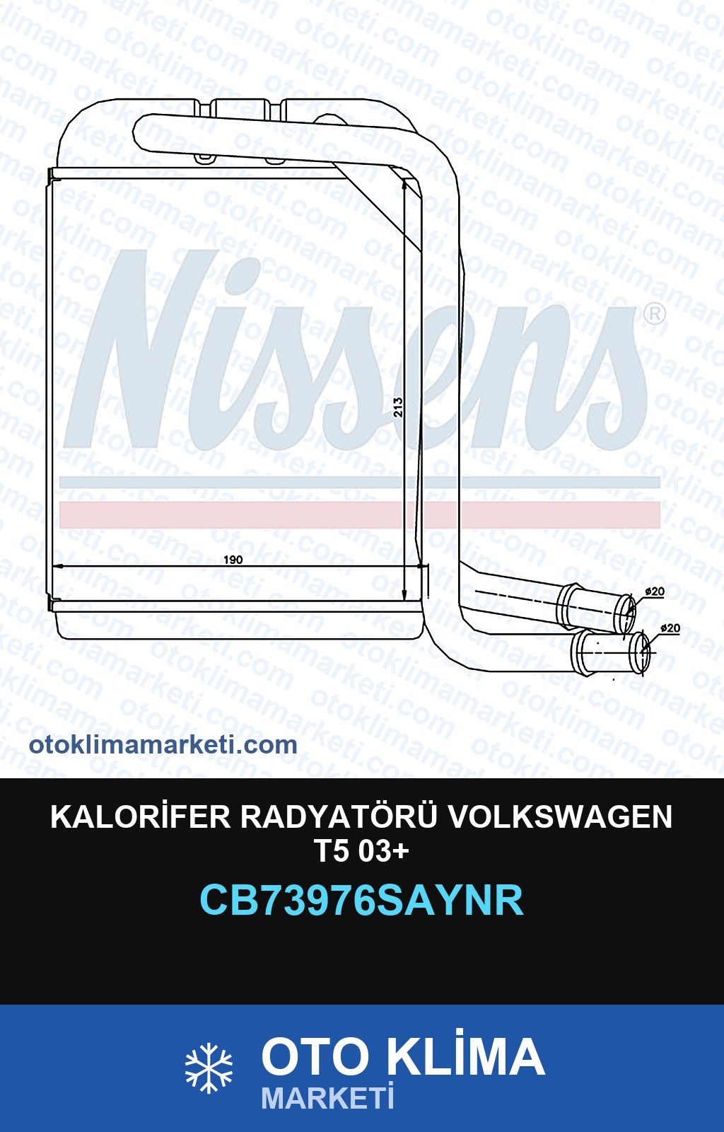 Kalorifer Radyatörü Volkswagen T5 03+ — KALORİFER PETEĞİ — UNICORE marka — Uyumlu: VOLKSWAGEN