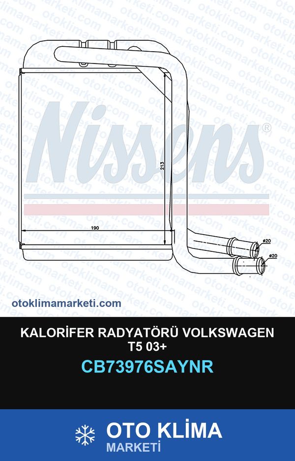 Kalorifer Radyatörü Volkswagen T5 03+ — KALORİFER PETEĞİ — UNICORE marka — Uyumlu: VOLKSWAGEN