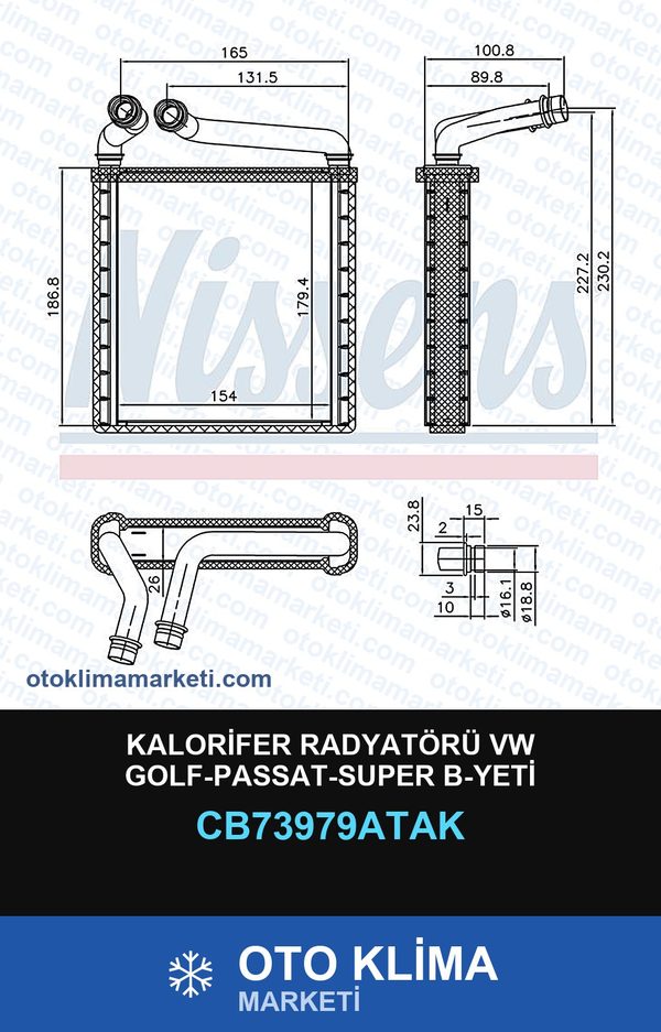 Kalorifer Radyatörü VW Golf-Passat-Super B-Yeti — KALORİFER PETEĞİ — VEKA marka — Uyumlu: VOLKSWAGEN