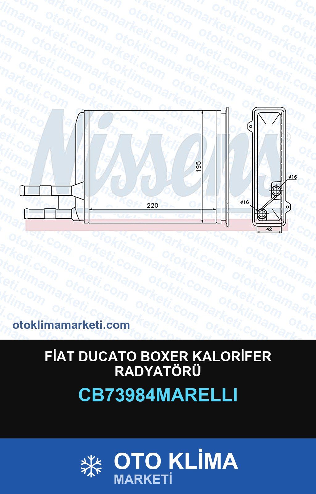Fiat Ducato Boxer Kalorifer Radyatörü — KALORİFER PETEĞİ — MARELLI marka — Uyumlu: FIAT