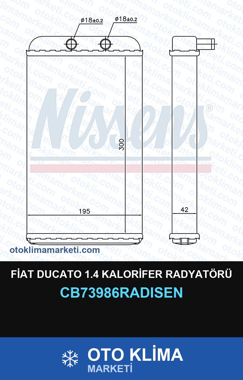 Fiat Ducato 1.4 Kalorifer Radyatörü — KALORİFER PETEĞİ — RADİSEN marka — Uyumlu: FIAT