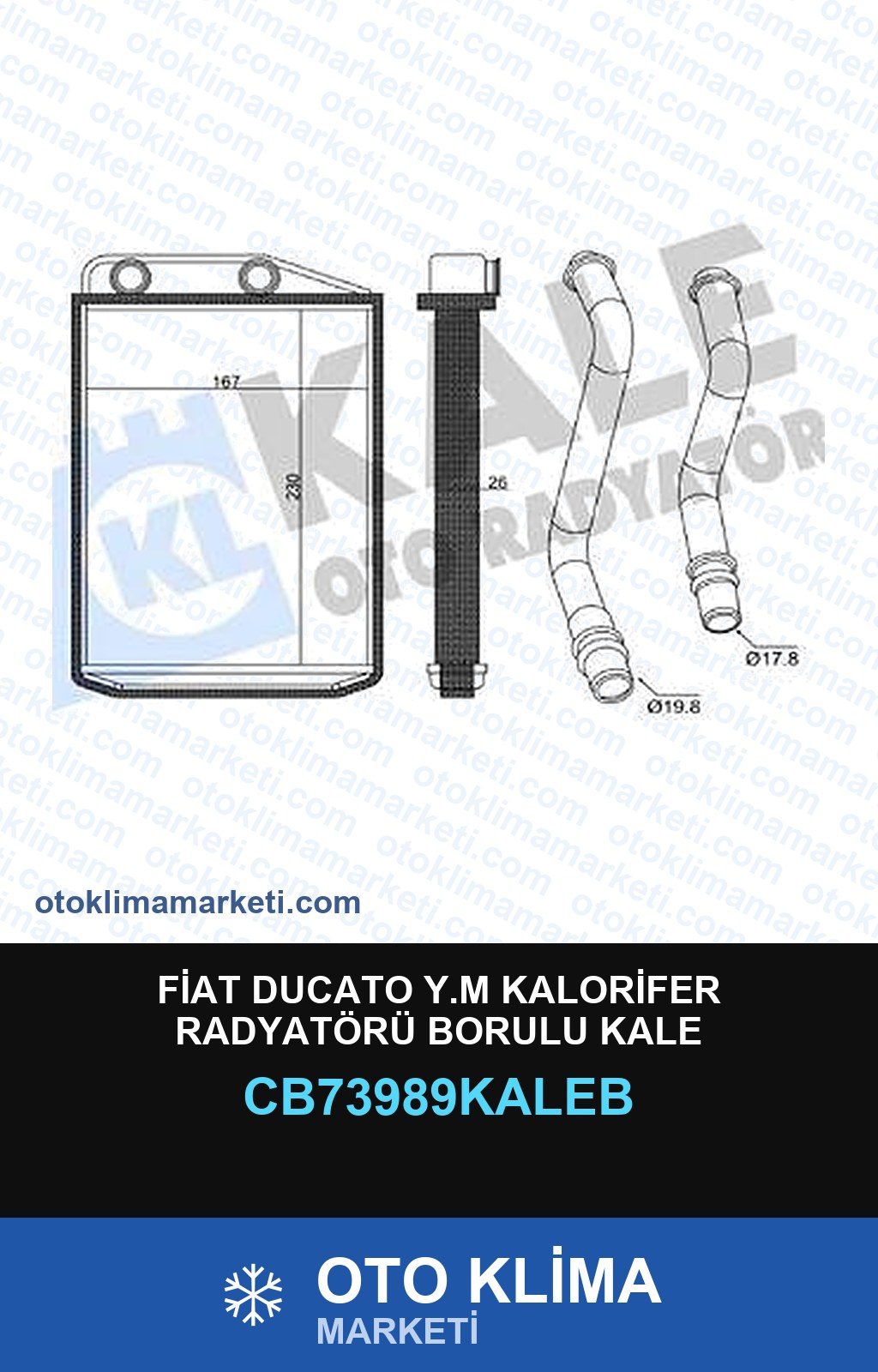 Fiat Ducato Y.M Kalorifer Radyatörü Borulu Kale — KALORİFER PETEĞİ — KALE marka — Uyumlu: FIAT