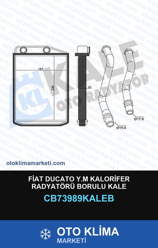 Fiat Ducato Y.M Kalorifer Radyatörü Borulu Kale — KALORİFER PETEĞİ — KALE marka — Uyumlu: FIAT
