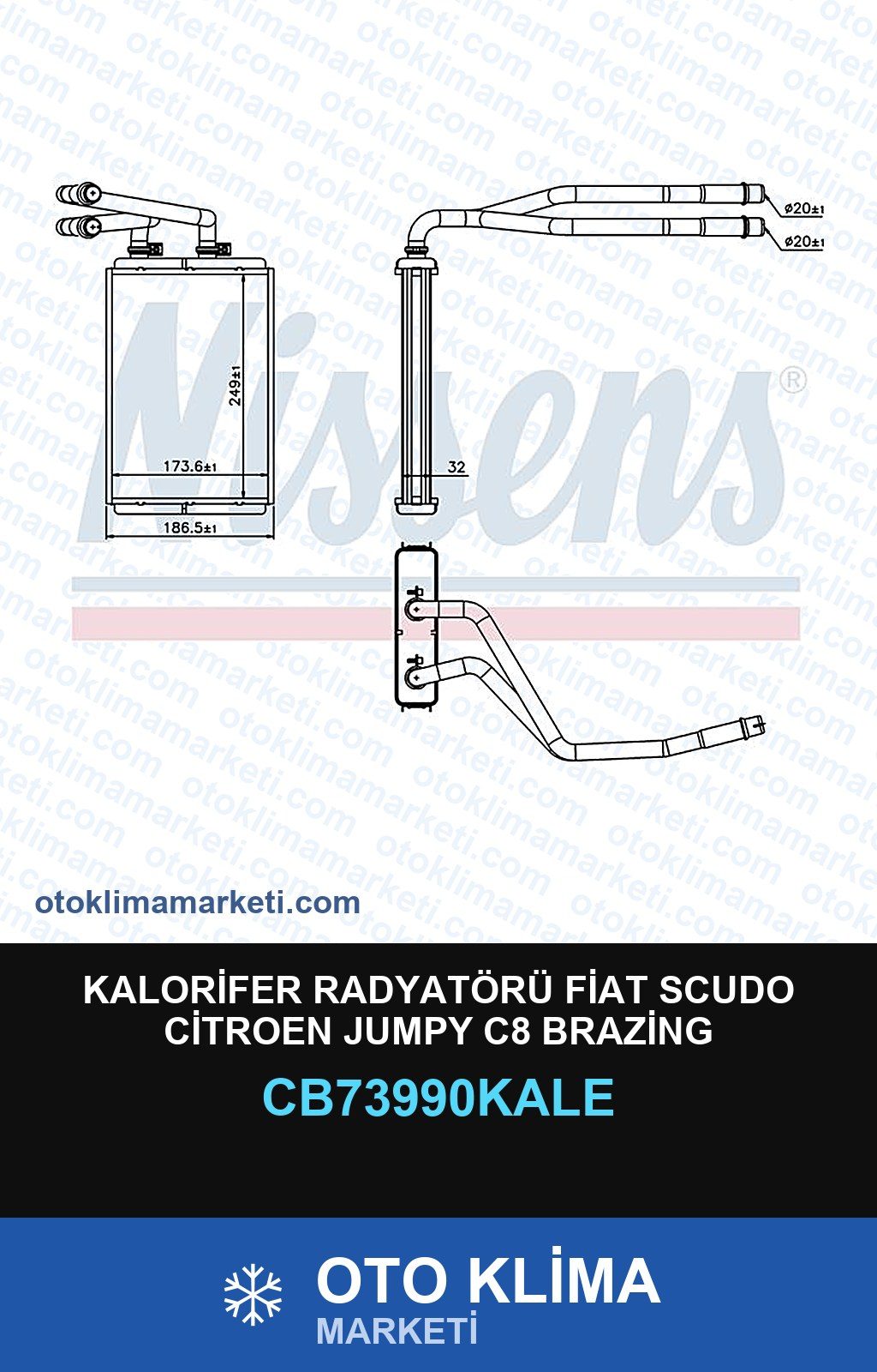 Kalorifer Radyatörü Fiat Scudo Citroen Jumpy C8 Brazing — KALORİFER PETEĞİ — KALE marka — Uyumlu: CITROEN, FIAT