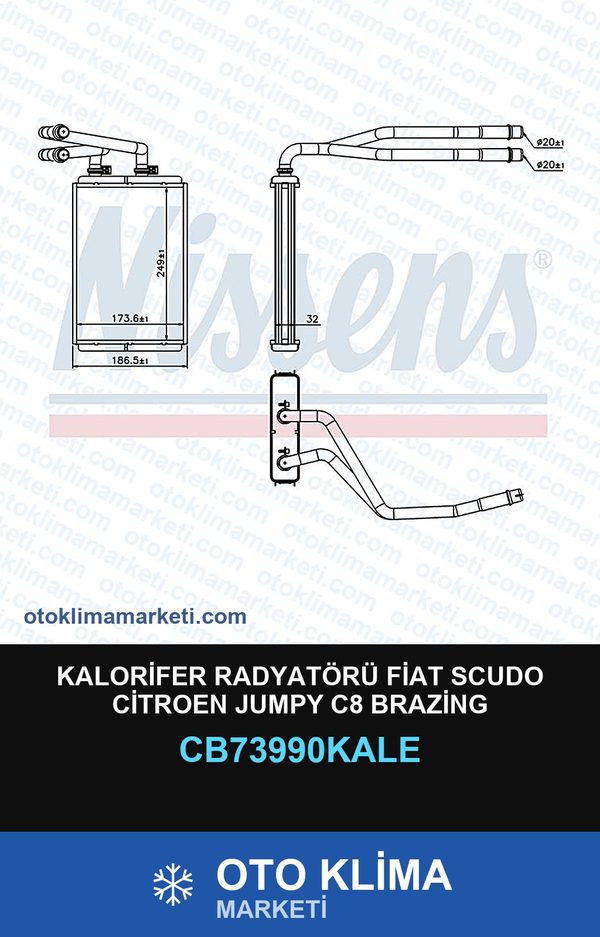 Kalorifer Radyatörü Fiat Scudo Citroen Jumpy C8 Brazing — KALORİFER PETEĞİ — KALE marka — Uyumlu: CITROEN, FIAT
