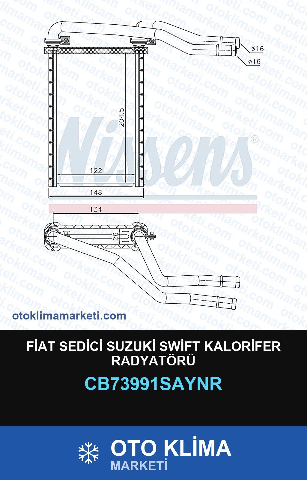 Fiat Sedici Suzuki Swift Kalorifer Radyatörü — KALORİFER PETEĞİ — UNICORE marka — Uyumlu: FIAT, SUZUKI