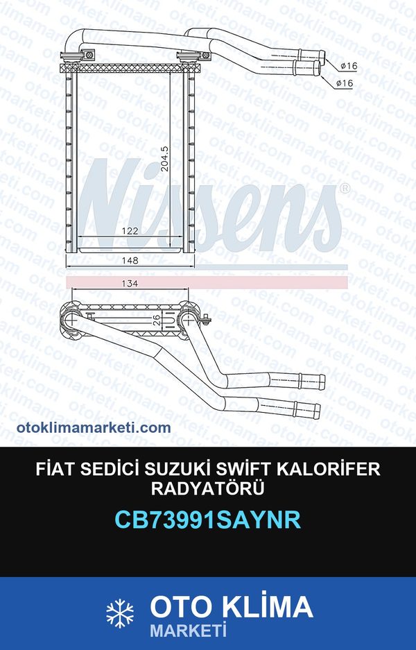 Fiat Sedici Suzuki Swift Kalorifer Radyatörü — KALORİFER PETEĞİ — UNICORE marka — Uyumlu: FIAT, SUZUKI
