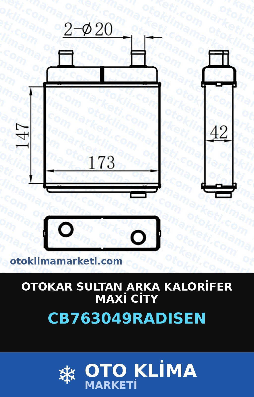 Otokar Sultan Arka Kalorifer Maxi City — KALORİFER PETEĞİ — RADİSEN marka — Uyumlu: OTOKAR