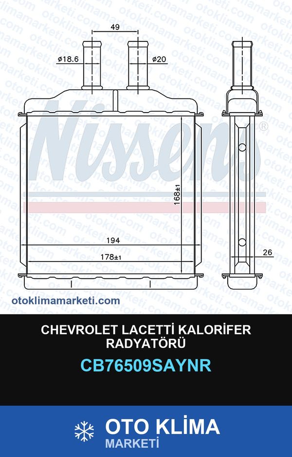 Chevrolet Lacetti Kalorifer Radyatörü — KALORİFER PETEĞİ — UNICORE marka — Uyumlu: CHEVROLET