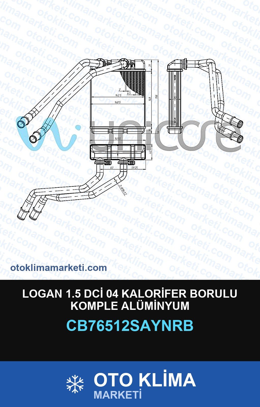 Logan 1.5 DCİ 04 Kalorifer Borulu Komple Alüminyum — KALORİFER PETEĞİ — UNICORE marka