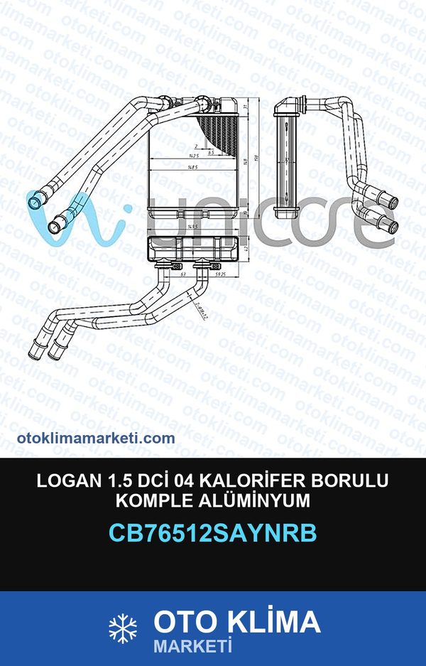 Logan 1.5 DCİ 04 Kalorifer Borulu Komple Alüminyum — KALORİFER PETEĞİ — UNICORE marka