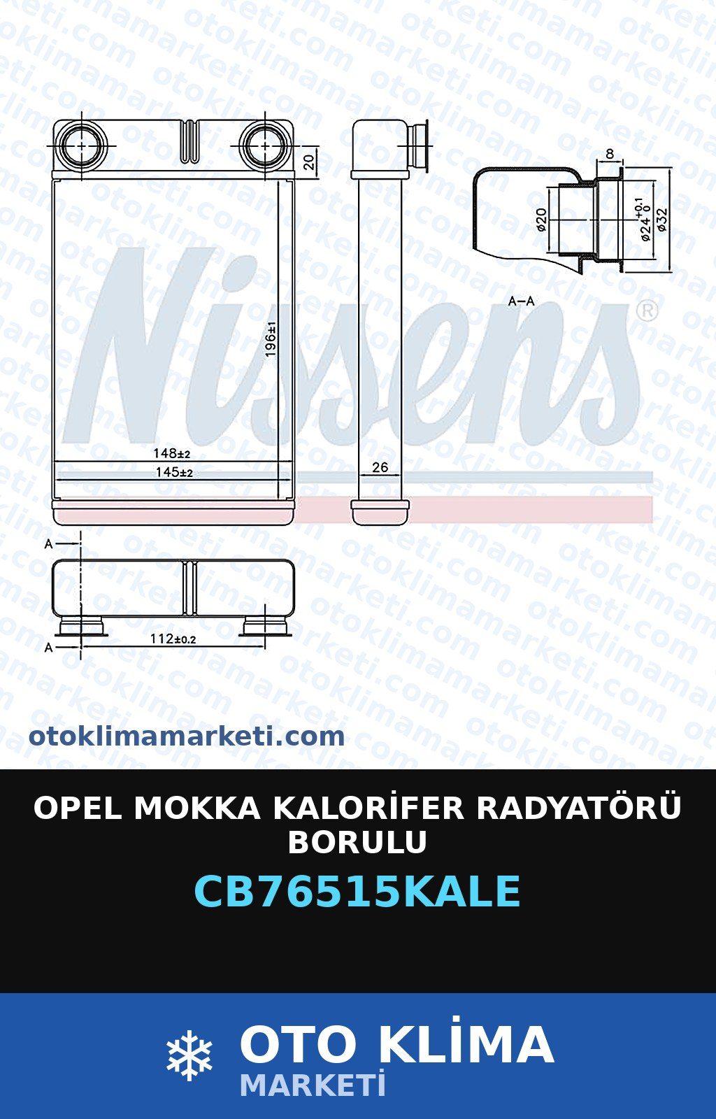 Opel Mokka Kalorifer Radyatörü Borulu — KALORİFER PETEĞİ — KALE marka — Uyumlu: OPEL