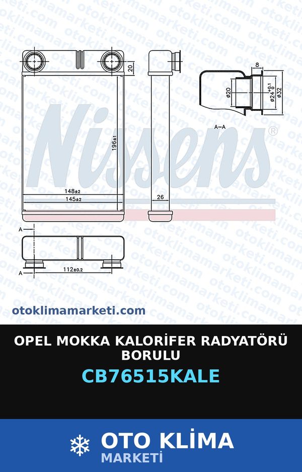 Opel Mokka Kalorifer Radyatörü Borulu — KALORİFER PETEĞİ — KALE marka — Uyumlu: OPEL