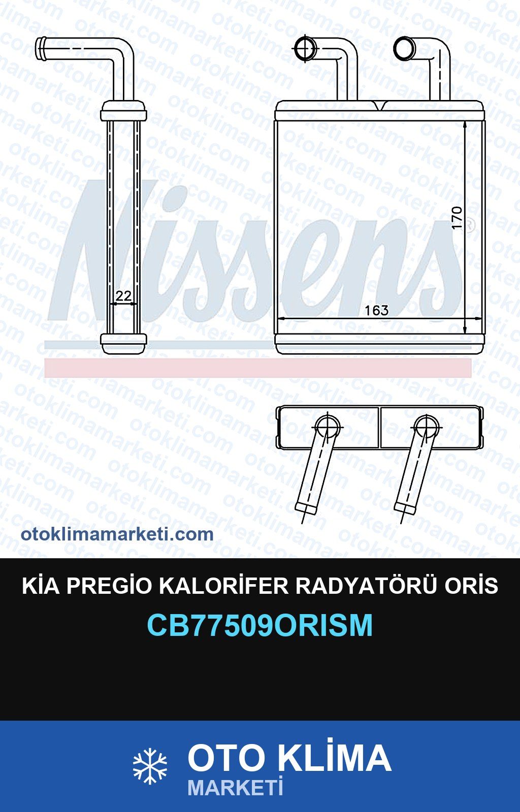 Kia Pregio Kalorifer Radyatörü Oris — KALORİFER PETEĞİ — ORİS marka — Uyumlu: KIA