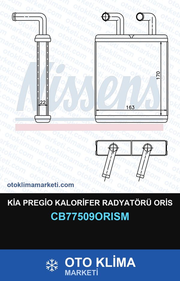 Kia Pregio Kalorifer Radyatörü Oris — KALORİFER PETEĞİ — ORİS marka — Uyumlu: KIA