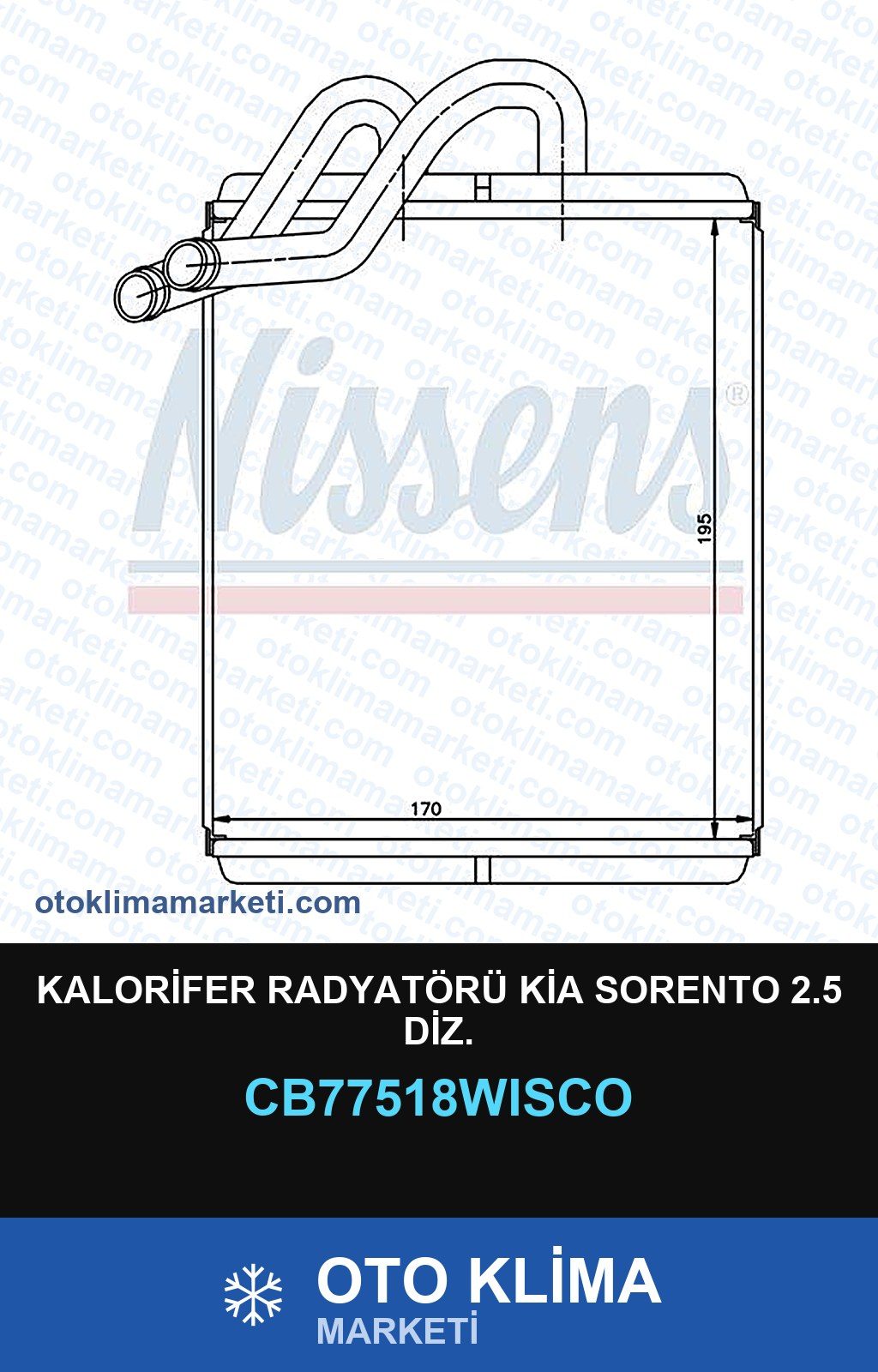 Kalorifer Radyatörü Kia Sorento 2.5 Diz. — KALORİFER PETEĞİ — WISCO marka — Uyumlu: KIA