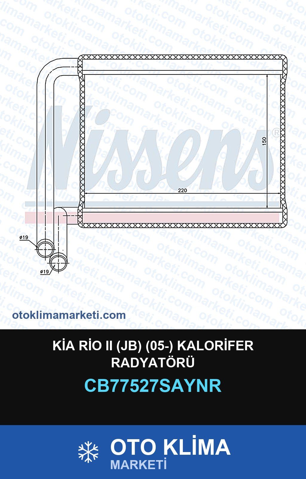 Kia Rio II (2) (Jb) (05-) Kalorifer Radyatörü — KALORİFER PETEĞİ — UNICORE marka — Uyumlu: KIA