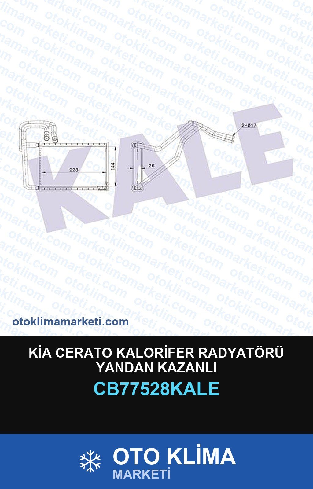 Kia Cerato Kalorifer Radyatörü Yandan Kazanlı — KALORİFER PETEĞİ — KALE marka — Uyumlu: KIA
