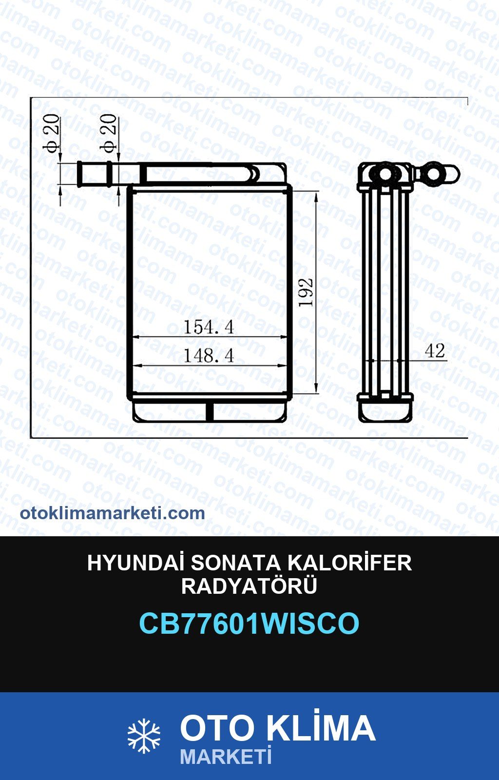 Hyundai Sonata Kalorifer Radyatörü — KALORİFER PETEĞİ — WISCO marka — Uyumlu: HYUNDAI