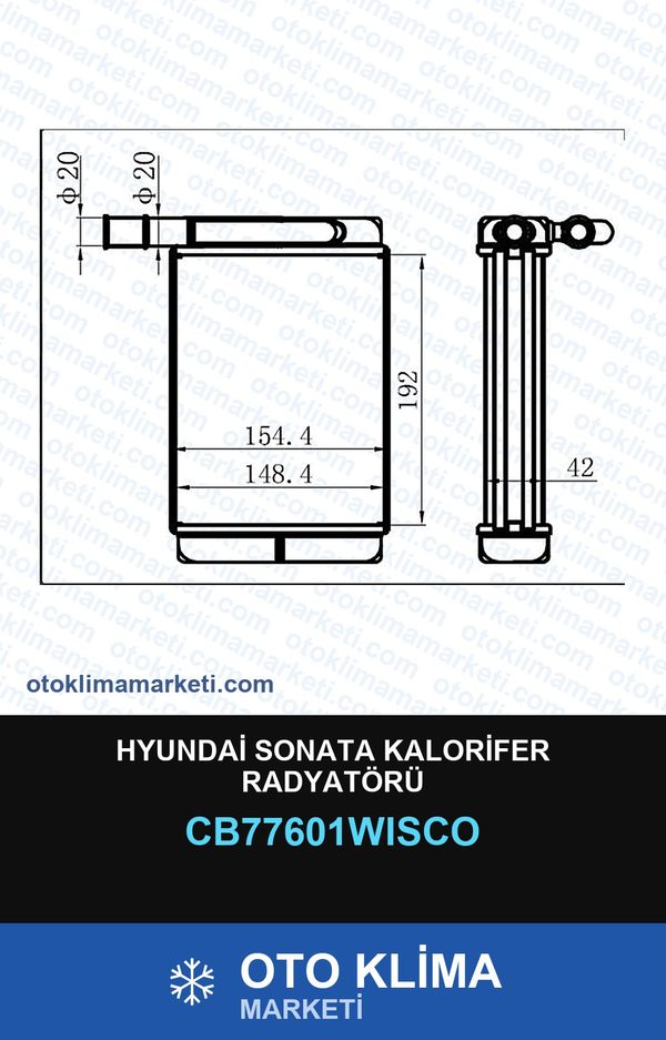 Hyundai Sonata Kalorifer Radyatörü — KALORİFER PETEĞİ — WISCO marka — Uyumlu: HYUNDAI