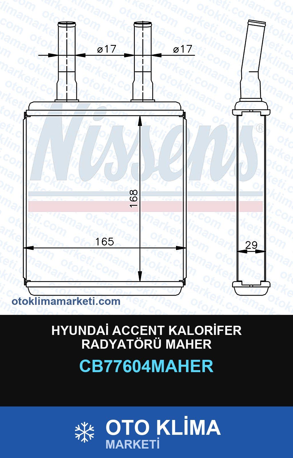Hyundai Accent Kalorifer Radyatörü Maher — KALORİFER PETEĞİ — MAHER marka — Uyumlu: HYUNDAI