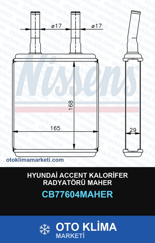 Hyundai Accent Kalorifer Radyatörü Maher — KALORİFER PETEĞİ — MAHER marka — Uyumlu: HYUNDAI