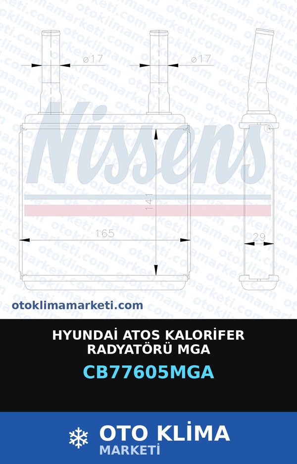 Hyundai Atos Kalorifer Radyatörü Mga — KALORİFER PETEĞİ — MGA marka — Uyumlu: HYUNDAI