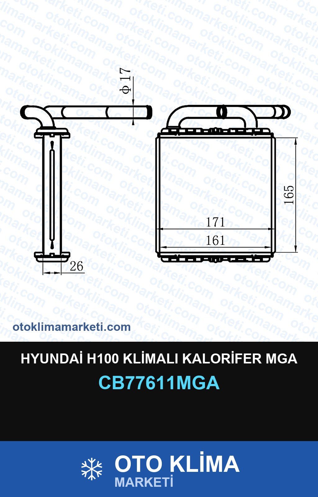 Hyundai H100 Klimalı Kalorifer Mga — KALORİFER PETEĞİ — MGA marka — Uyumlu: HYUNDAI
