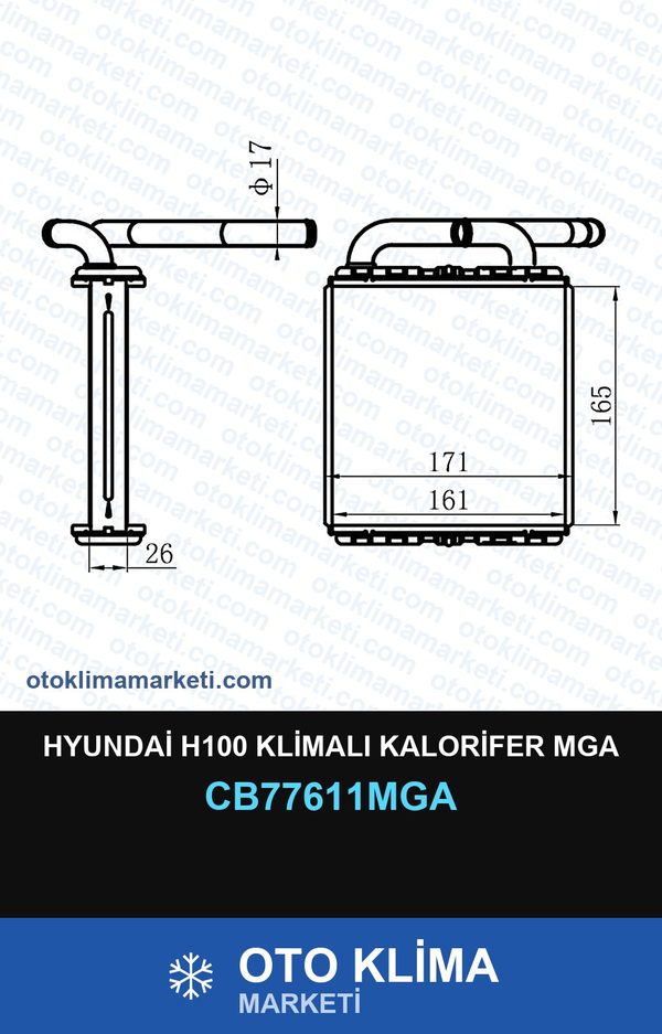 Hyundai H100 Klimalı Kalorifer Mga — KALORİFER PETEĞİ — MGA marka — Uyumlu: HYUNDAI