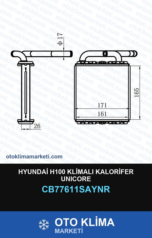 Hyundai H100 Klimalı Kalorifer Unicore — KALORİFER PETEĞİ — UNICORE marka — Uyumlu: HYUNDAI