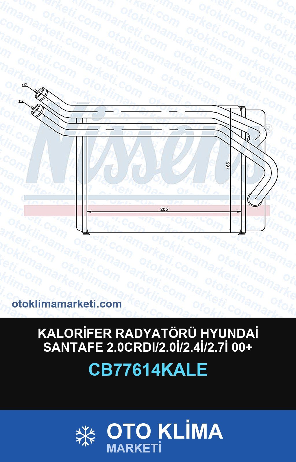 Kalorifer Radyatörü Hyundai Santafe 2.0CRDI/2.0İ/2.4İ/2.7İ 00+ — KALORİFER PETEĞİ — KALE marka — Uyumlu: HYUNDAI